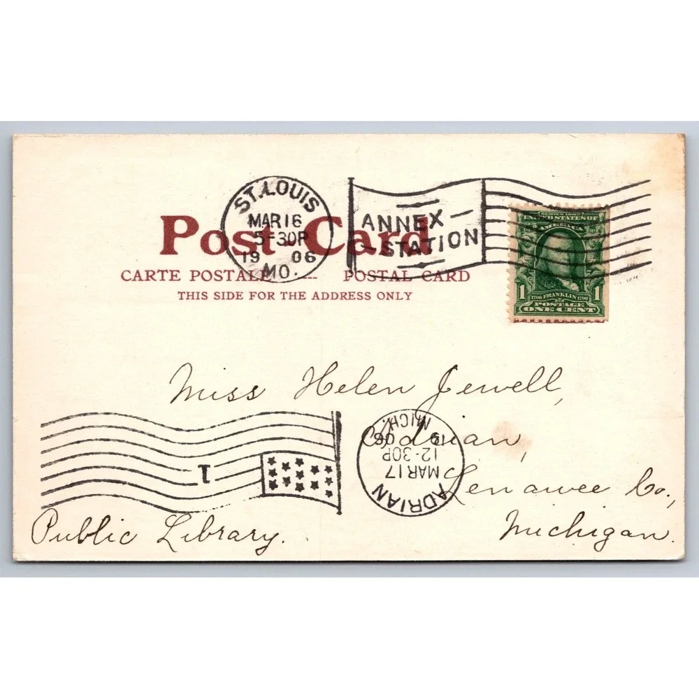 1906 St. Louis Union Station Postcard 1904 World's Fair H.R.R. Co. Litho
